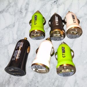 Dual USB Car Charger - Green, White, Black